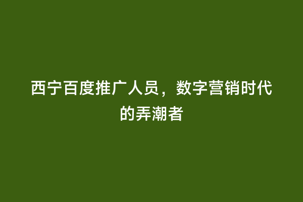 西宁百度推广人员，数字营销时代的弄潮者