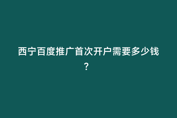 西宁百度推广首次开户需要多少钱？