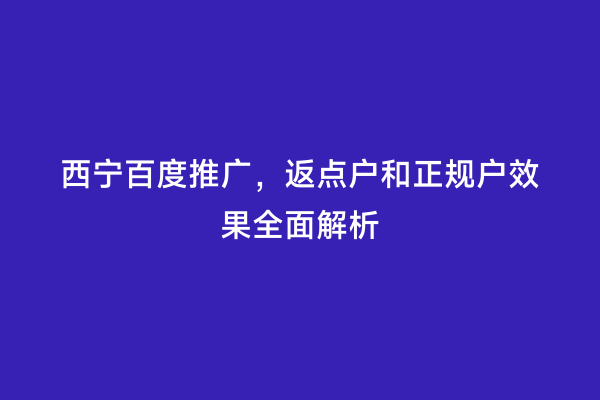 西宁百度推广，返点户和正规户效果全面解析
