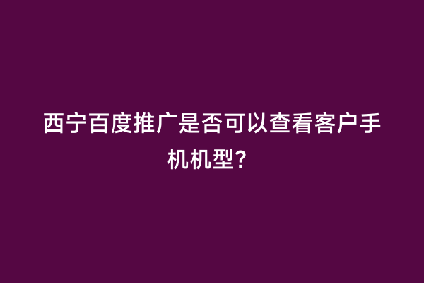 西宁百度推广是否可以查看客户手机机型？