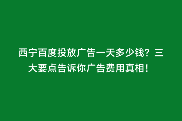 西宁百度投放广告一天多少钱？三大要点告诉你广告费用真相！