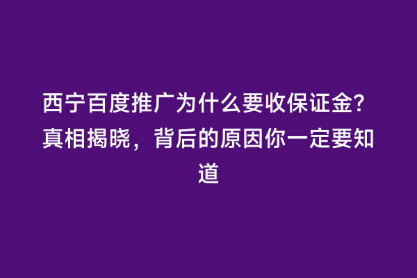 西宁百度推广为什么要收保证金？真相揭晓，背后的原因你一定要知道