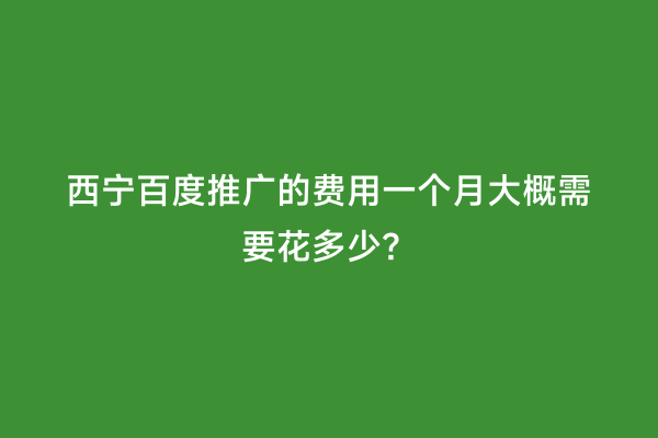 西宁百度推广的费用一个月大概需要花多少？