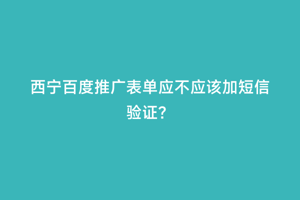 西宁百度推广表单应不应该加短信验证？
