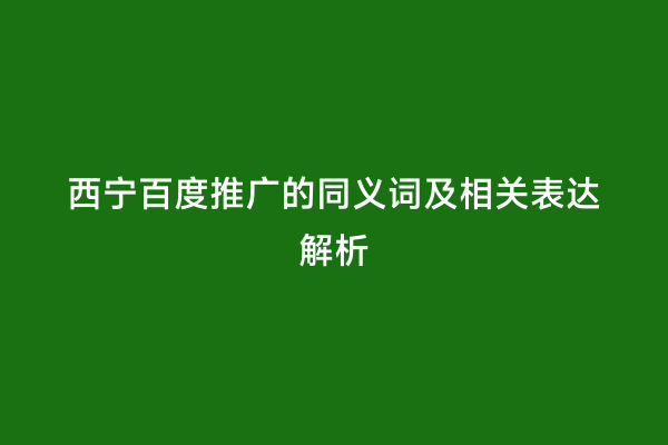 西宁百度推广的同义词及相关表达解析
