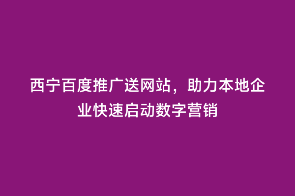 西宁百度推广送网站，助力本地企业快速启动数字营销