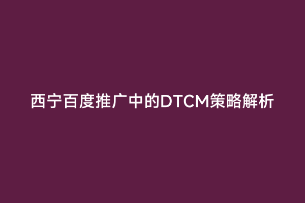 西宁百度推广中的DTCM策略解析