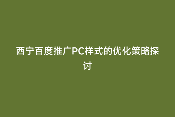 西宁百度推广PC样式的优化策略探讨