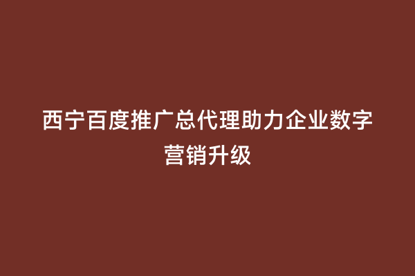 西宁百度推广总代理助力企业数字营销升级