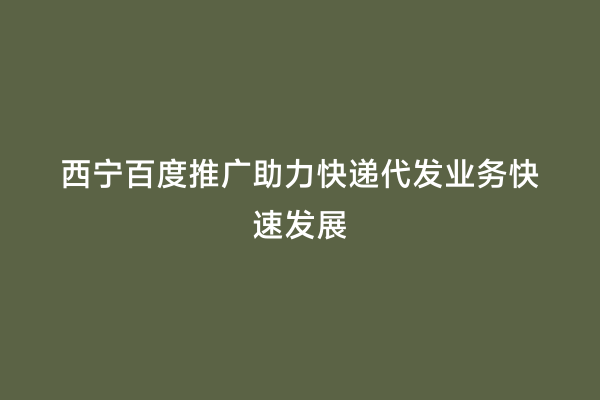 西宁百度推广助力快递代发业务快速发展