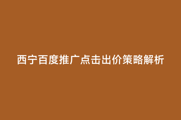 西宁百度推广点击出价策略解析