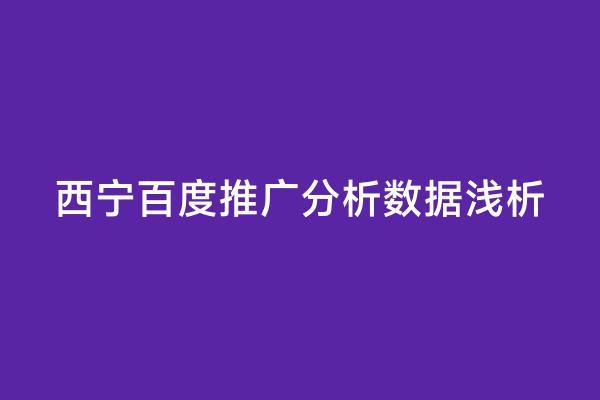 西宁百度推广分析数据浅析