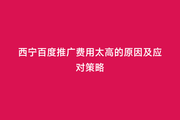 西宁百度推广费用太高的原因及应对策略