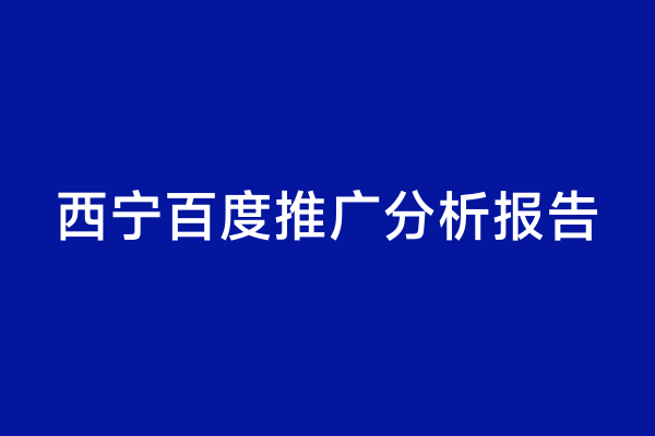 西宁百度推广分析报告