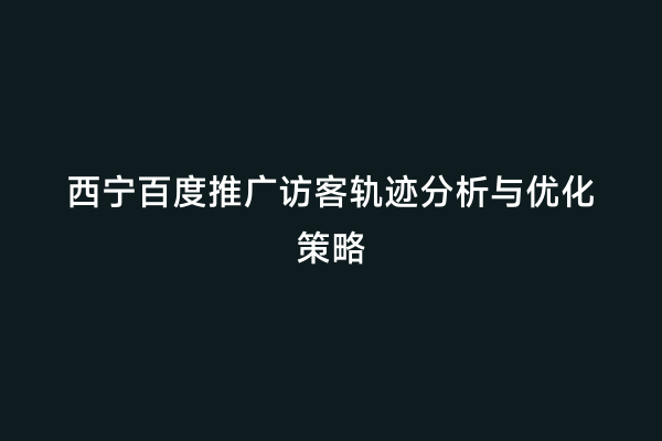 西宁百度推广访客轨迹分析与优化策略