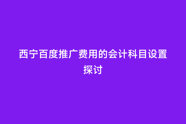 西宁百度推广费用的会计科目设置探讨