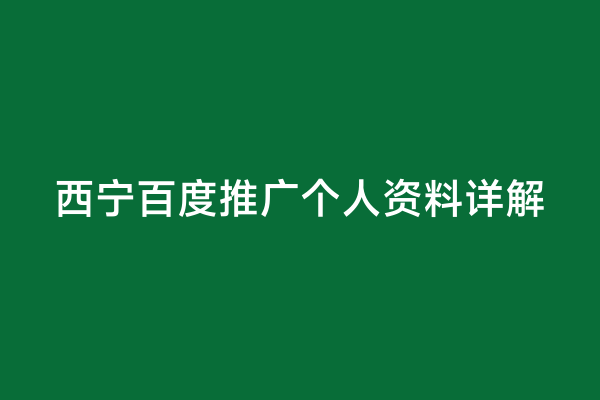 西宁百度推广个人资料详解
