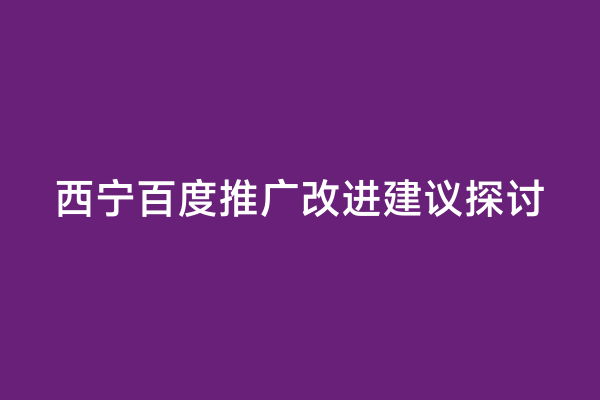 西宁百度推广改进建议探讨