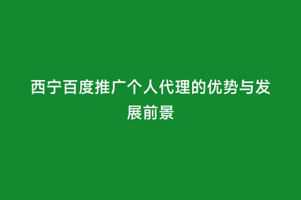 西宁百度推广个人代理的优势与发展前景