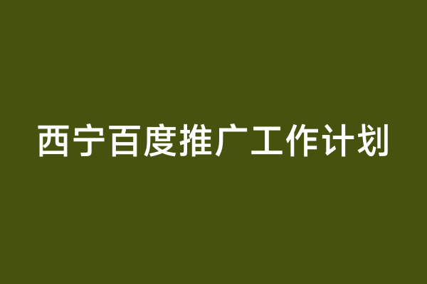 西宁百度推广工作计划