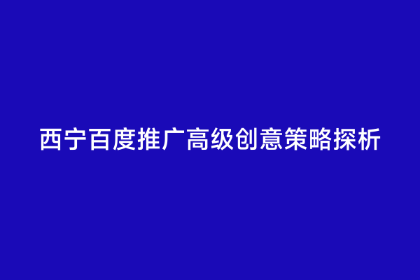 西宁百度推广高级创意策略探析