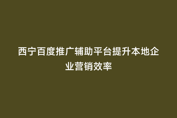 西宁百度推广辅助平台提升本地企业营销效率