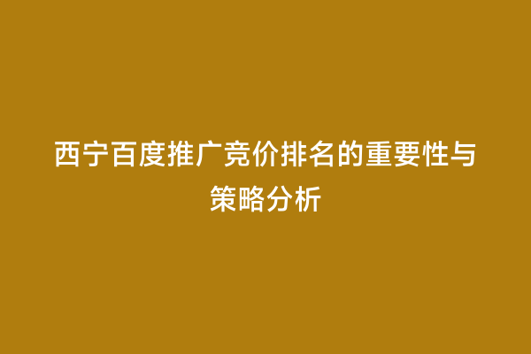 西宁百度推广竞价排名的重要性与策略分析