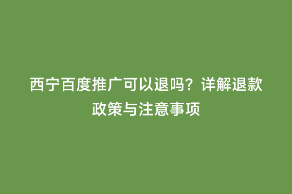 西宁百度推广可以退吗？详解退款政策与注意事项