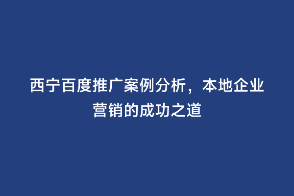 西宁百度推广案例分析，本地企业营销的成功之道