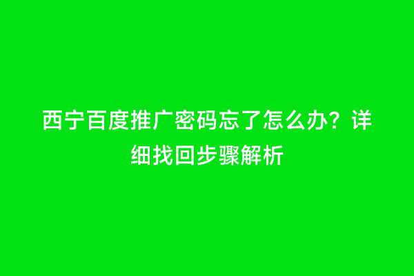 西宁百度推广密码忘了怎么办？详细找回步骤解析