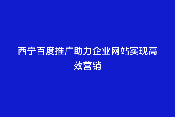西宁百度推广助力企业网站实现高效营销