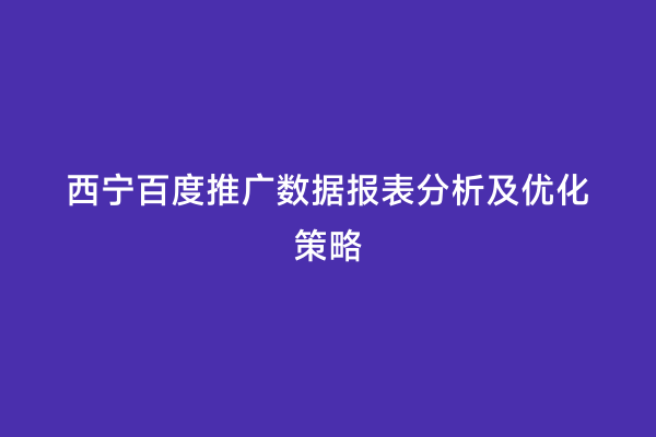 西宁百度推广数据报表分析及优化策略