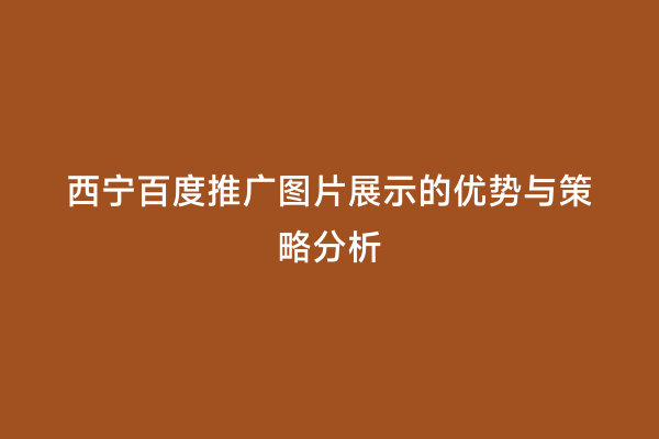 西宁百度推广图片展示的优势与策略分析