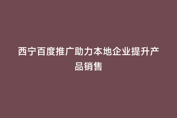 西宁百度推广助力本地企业提升产品销售