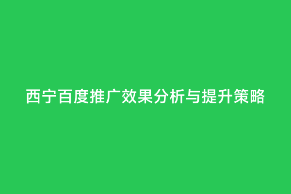 西宁百度推广效果分析与提升策略