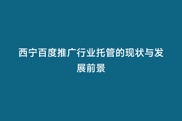 西宁百度推广行业托管的现状与发展前景