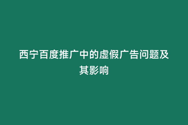 西宁百度推广中的虚假广告问题及其影响