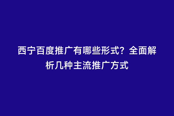 西宁百度推广有哪些形式？全面解析几种主流推广方式