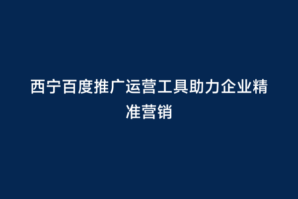 西宁百度推广运营工具助力企业精准营销