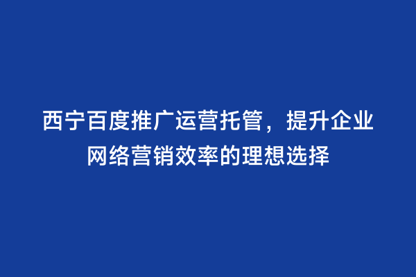 西宁百度推广运营托管，提升企业网络营销效率的理想选择