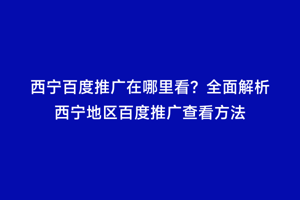 西宁百度推广在哪里看？全面解析西宁地区百度推广查看方法