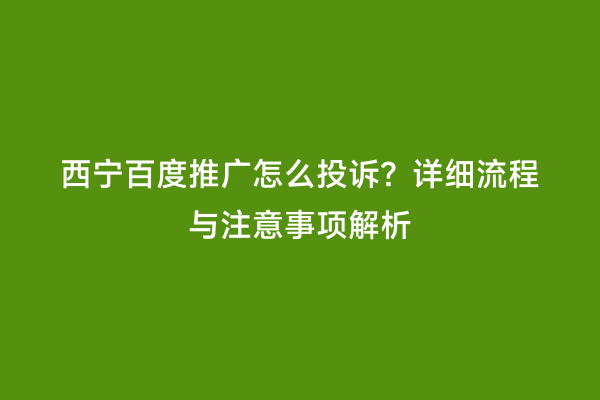 西宁百度推广怎么投诉？详细流程与注意事项解析
