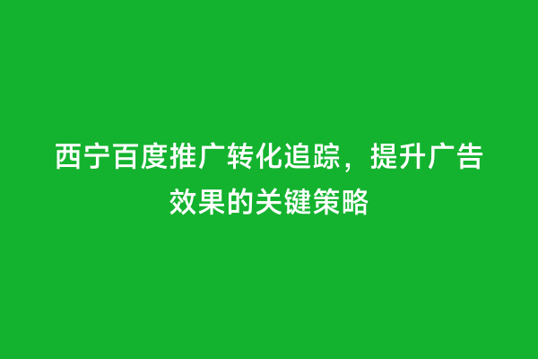 西宁百度推广转化追踪，提升广告效果的关键策略