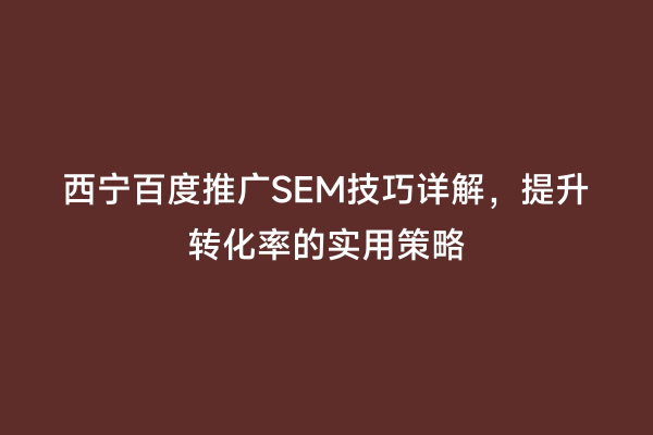 西宁百度推广SEM技巧详解，提升转化率的实用策略
