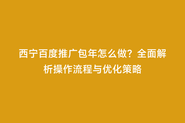 西宁百度推广包年怎么做？全面解析操作流程与优化策略