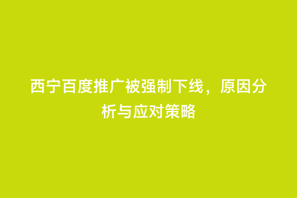 西宁百度推广被强制下线，原因分析与应对策略