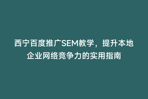 西宁百度推广SEM教学，提升本地企业网络竞争力的实用指南
