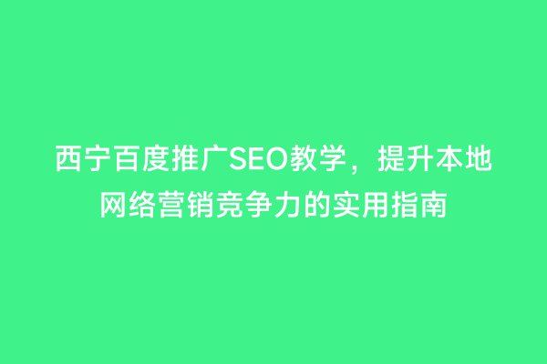 西宁百度推广SEO教学，提升本地网络营销竞争力的实用指南