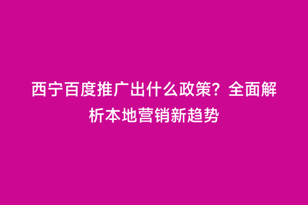 西宁百度推广出什么政策？全面解析本地营销新趋势