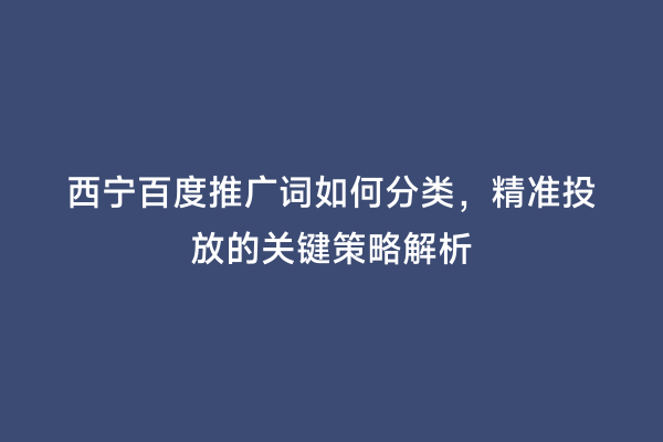 西宁百度推广词如何分类，精准投放的关键策略解析